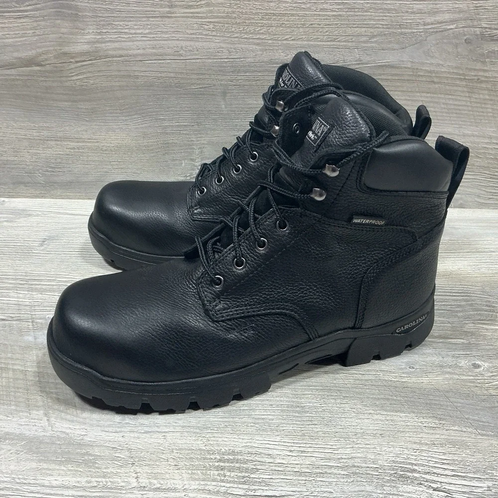 Carolina Leather Work Boots Men's Size 13 D Composite Toe Black Utility CA3537